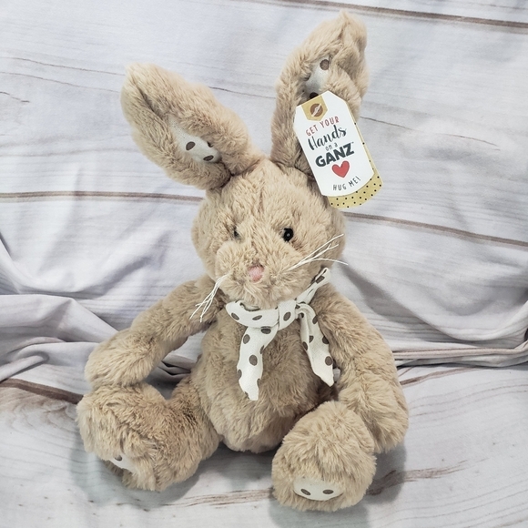 Ganz Cottonball Mocha Polka Dot Boho Bunny Rabbit Plush Stuffed Toy 9 Inch - Picture 12 of 12